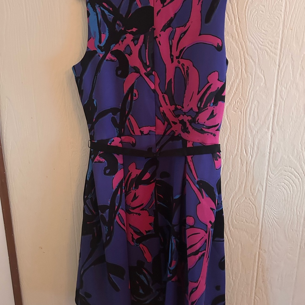 Floral Sleeveless Dress - Purple and Pink